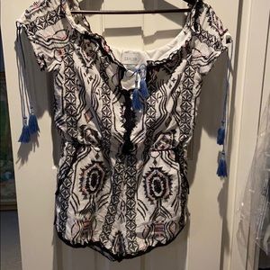 Saylor Embroidered off- the shoulder romper